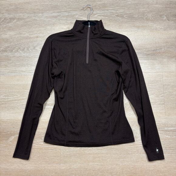 Smartwool Merino Wool Quarter Zip Base Layer Women’s M Color Brown - Picture 1 of 6
